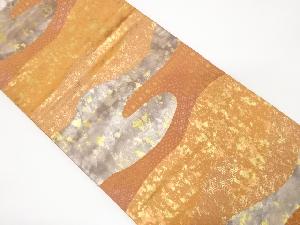 引き箔霞に古典柄模様織り出し袋帯